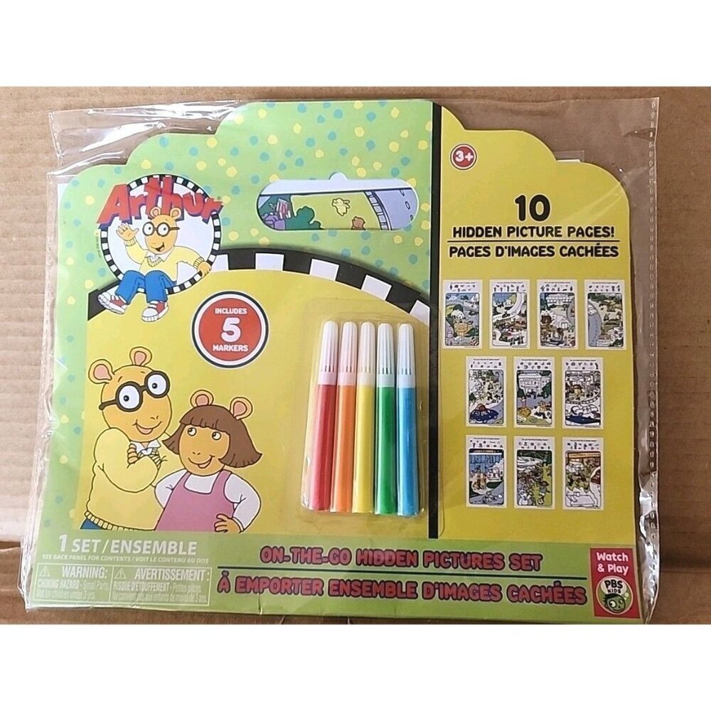 10 Hidden Picture Pages with 5 Markers. New Sealed. PBS Kids
